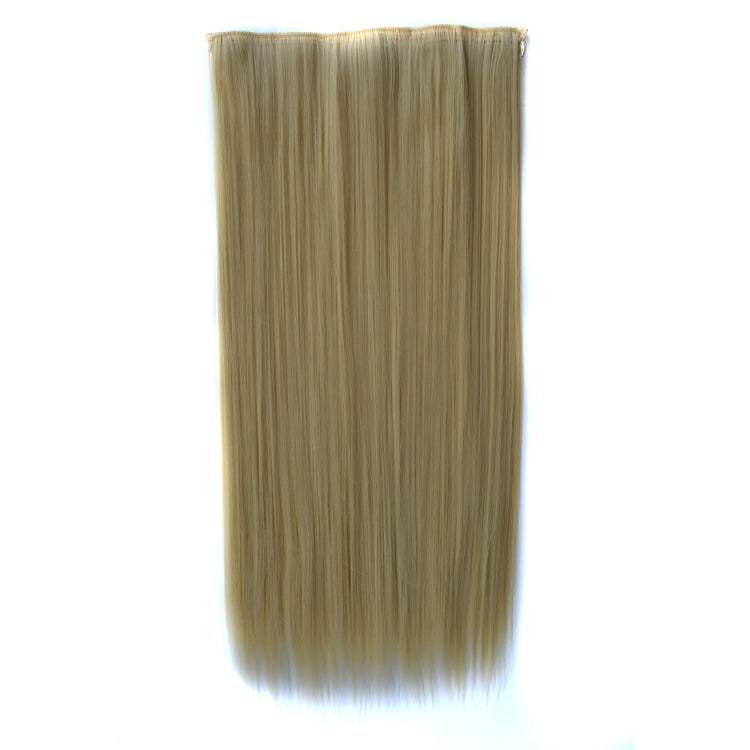 Long straight blonde wig piece, full-length view with smooth, even hair texture