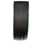 Long straight dark synthetic hair extension piece with even length and sleek texture