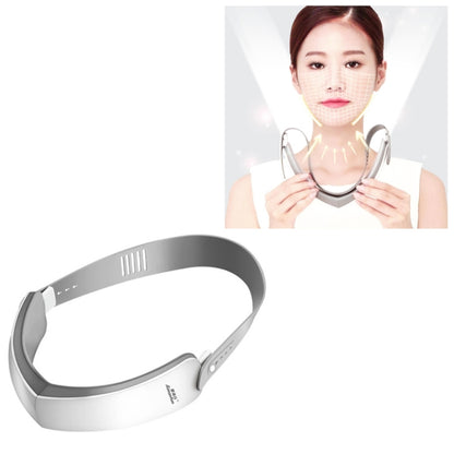 V-shaped LED face lift belt with gray band and white light panel, wearable