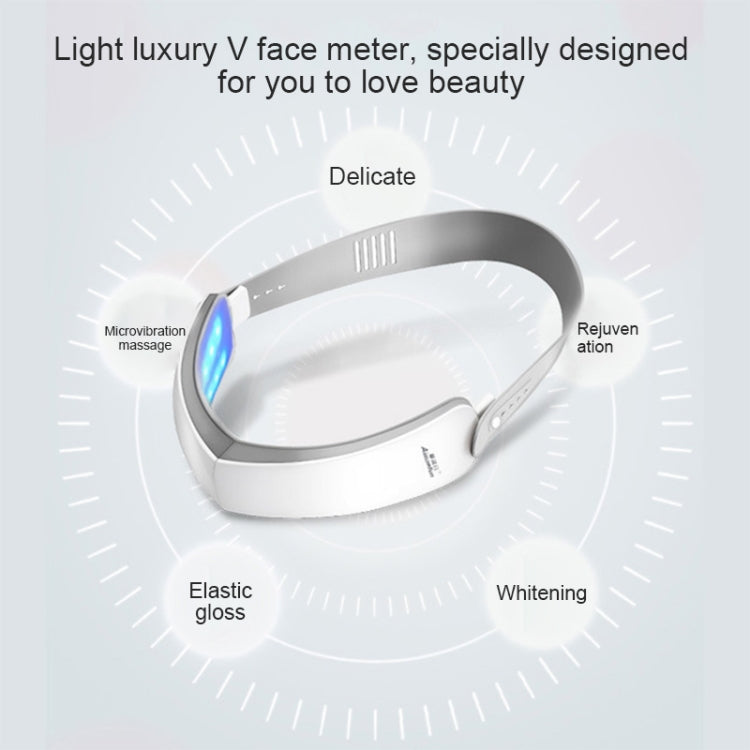 White and gray V-face lift belt device with built-in LED light accents