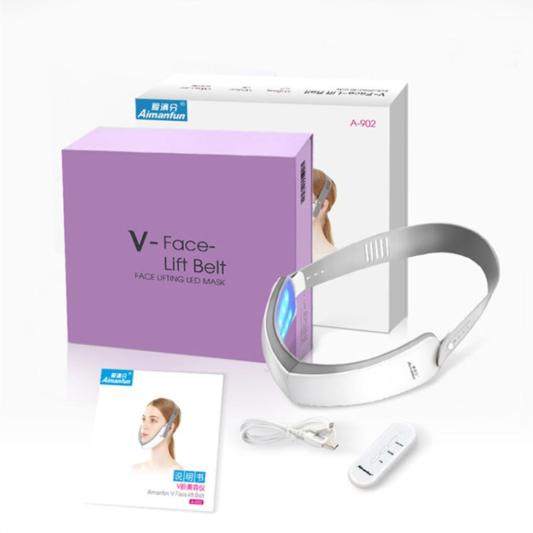 V-face lift belt kit with LED device, purple box, and included accessories