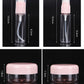 Travel size cosmetics spray bottles with pink pumps and clear refill tubes