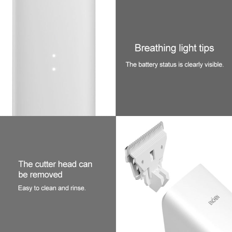 White electric hair trimmer with removable cutter head detail