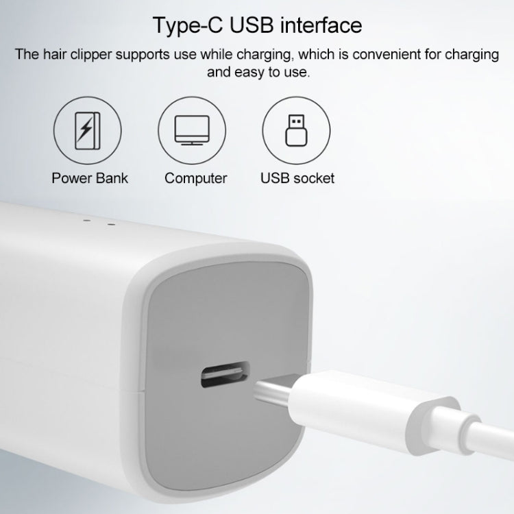 White electric hair trimmer with Type-C USB charging port