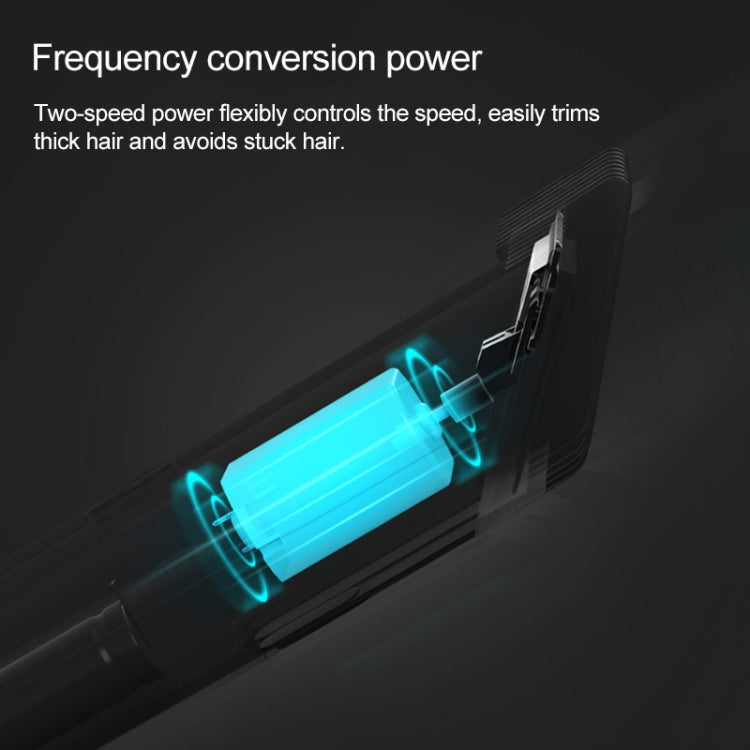 White electric hair trimmer with dual-speed power indicator