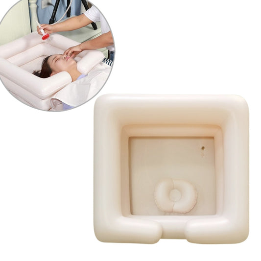 Square inflatable wash basin, off-white PVC tub with built-in drain area