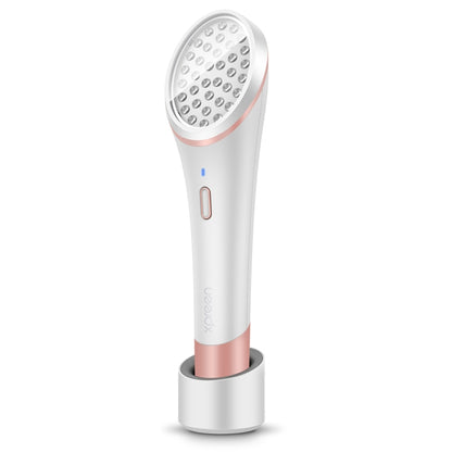 Wireless light therapy acne eraser device with circular LED head and charging base