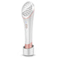White wireless acne light therapy device with round LED head and docked base