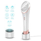 Wireless acne light device with circular LED head shown next to charging base