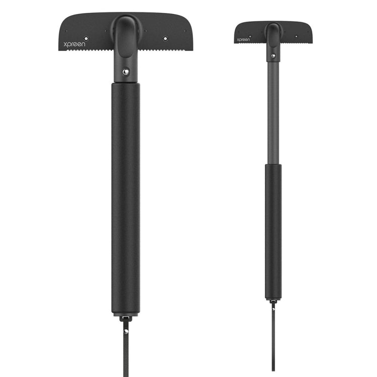 Adjustable back razor with black telescoping handle and comb-like cutting head