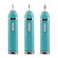 Turquoise nail polisher set with different sanding attachment shapes and colored tops
