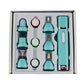 Nail polisher tool kit in box with turquoise handpiece and multiple sanding heads