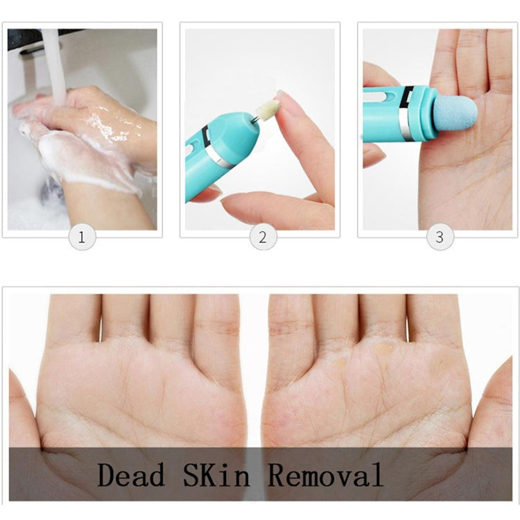 Nail polisher attachment used to smooth skin on hands for manicure prep
