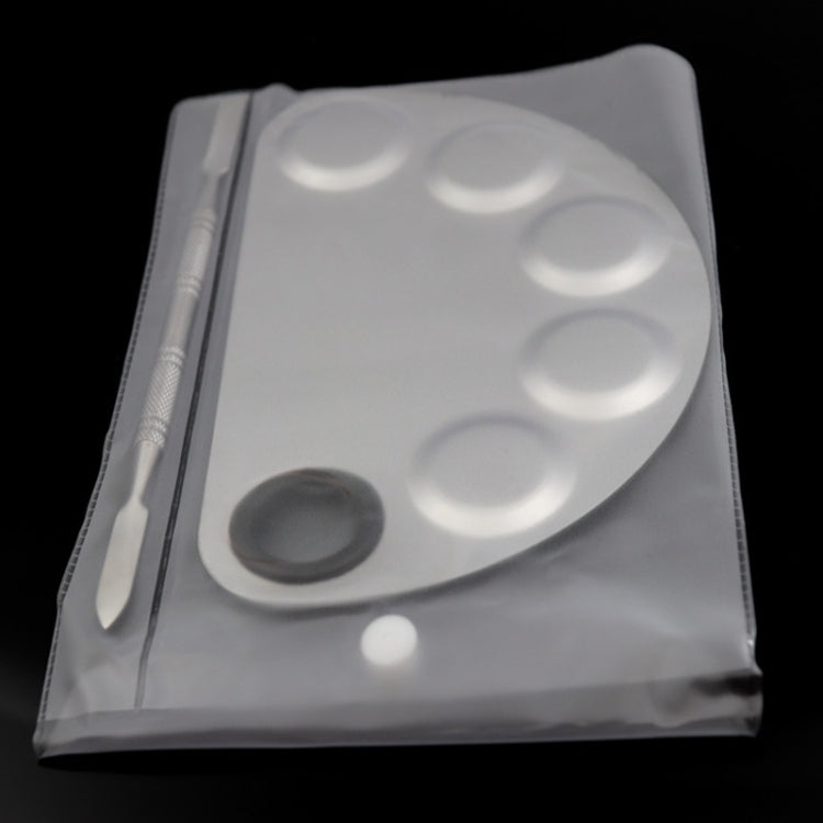 Semicircle makeup palette in protective cover with included tools