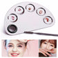 Stainless semicircle makeup palette with six round wells and metal mixing cup, with tools