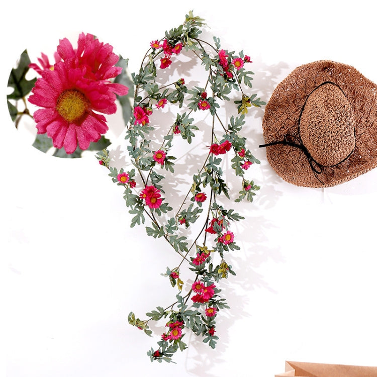 Artificial daisy leaf vine with pink flowers and green leaves