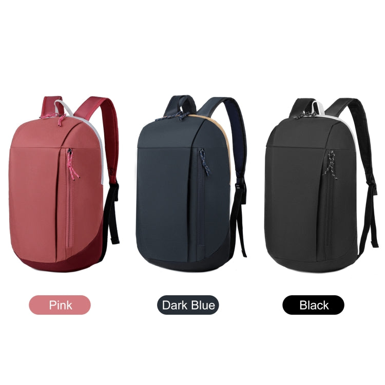 Large multifunctional backpack with side zipper and adjustable straps, in pink, dark blue, and black