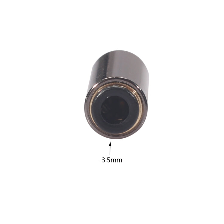 3.5mm plug end view with dark gray housing and 3.5mm size marking