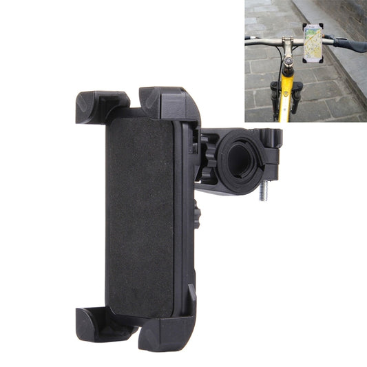 Black bicycle phone holder with adjustable clamp and round 360 rotation joint