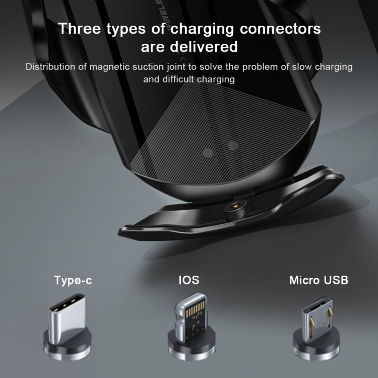 Universal magnetic wireless car charger holder with charging connector ports