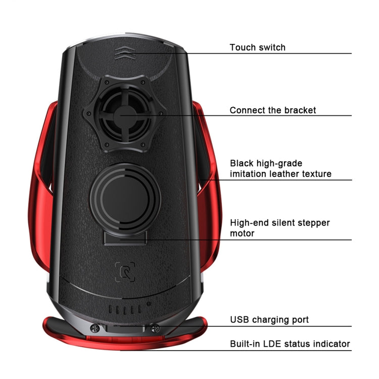 Black touch-switch car magnetic wireless charger holder with USB charging port