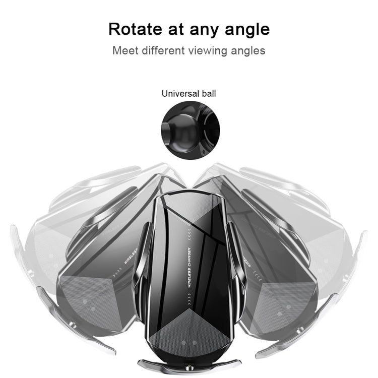 Black magnetic wireless charging car phone holder with universal ball rotation joint
