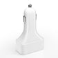 White dual-port car charger with curved base and metal USB-C tip