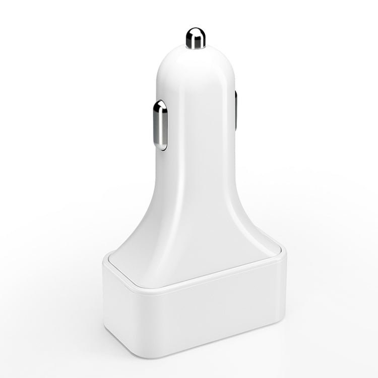 White dual-port car charger with curved base and metal USB-C tip