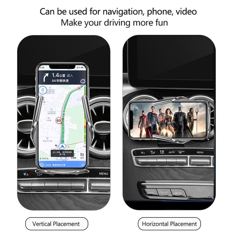 Wireless car phone holder showing vertical and horizontal phone placement