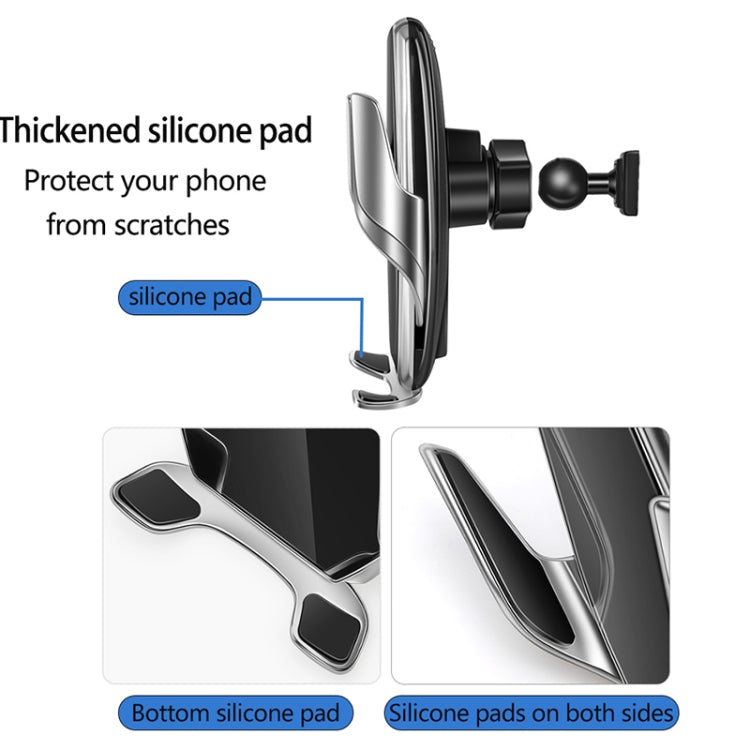 Wireless car phone holder with thick silicone pads to help protect from scratches
