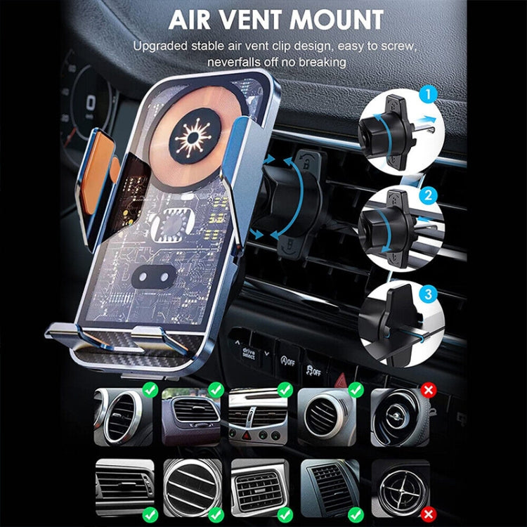 Air vent mount wireless charging car holder with orange side accents