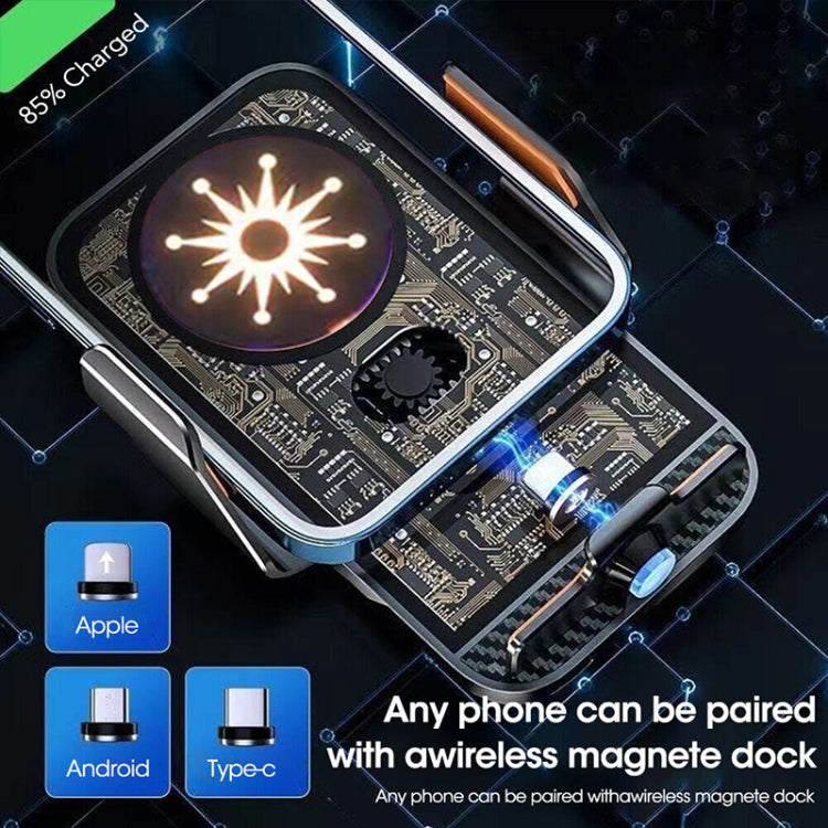 Wireless charging car holder with illuminated charging coil inside the cradle