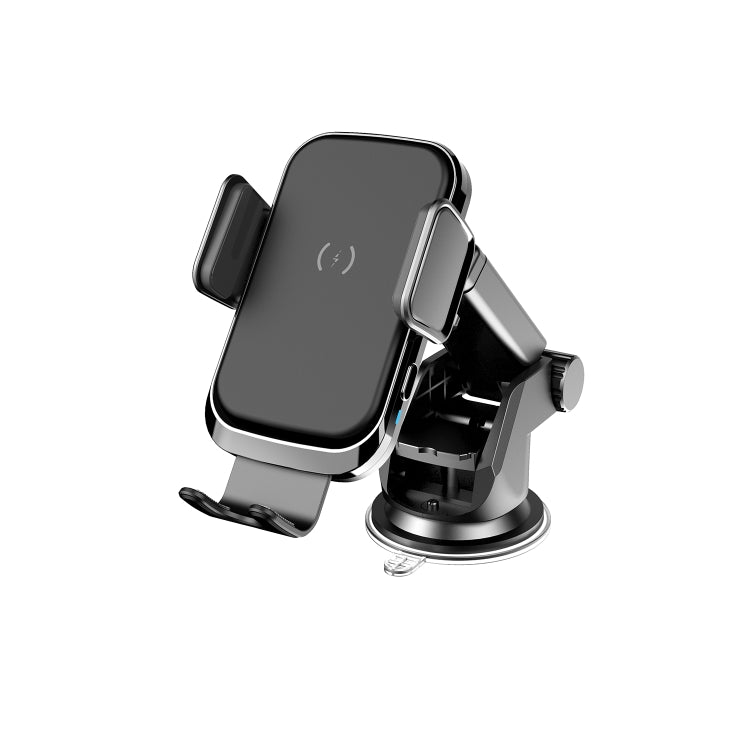 Car suction cup phone holder with gravity grip and tilting support, front view