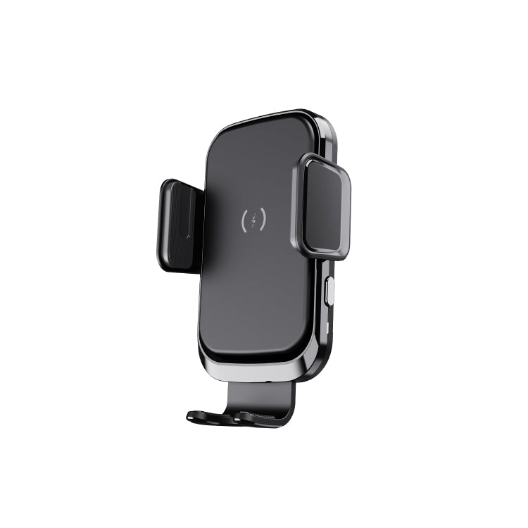 Car suction cup phone holder with gravity clamp, close-up side view