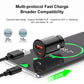 Black dual-USB car charger with connected charging cable for PD fast charging