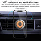 Magnetic car phone holder with circular disc and adjustable clamp arms for vents.