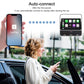 CarPlay auto-connection shown with smartphone screen and in-car display