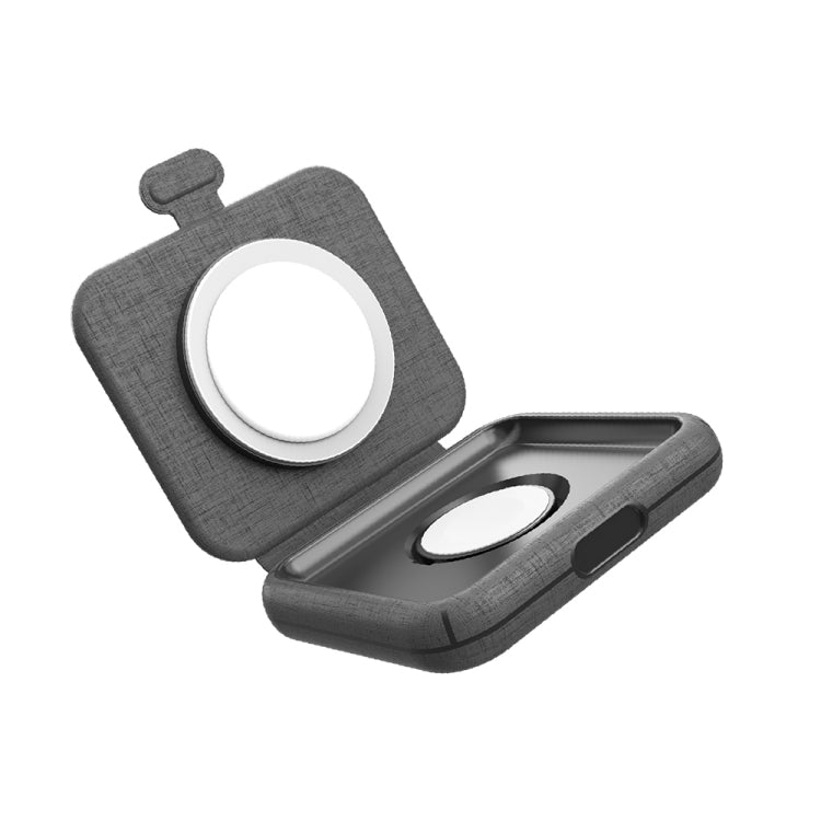 Gray foldable wireless charger with circular phone and watch charging pads