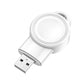 White magnetic wireless watch charger with USB plug and circular charging dock