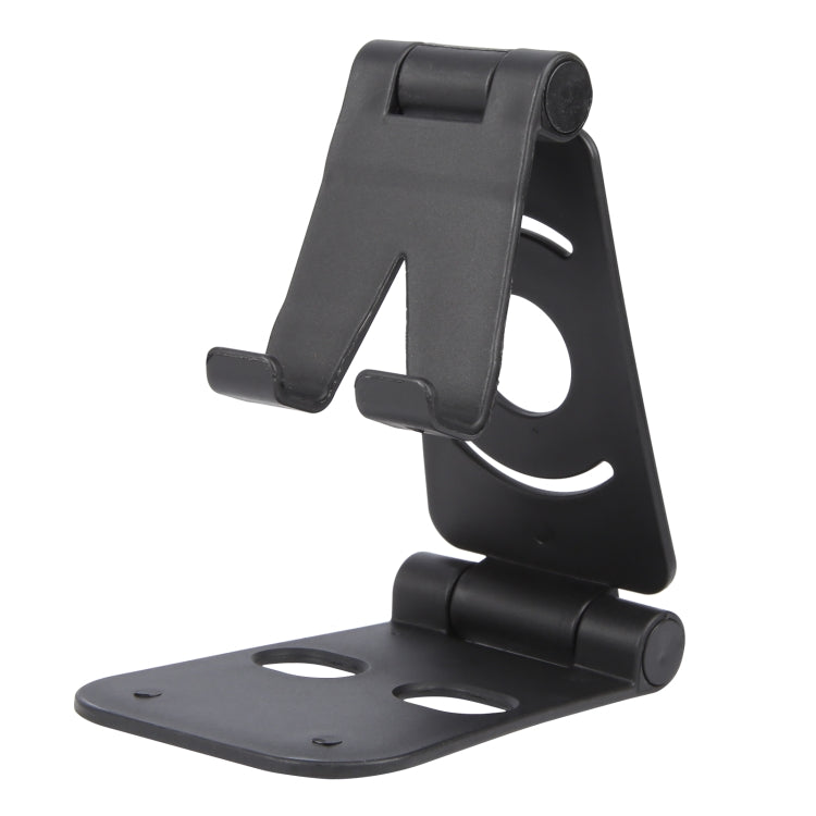 Foldable phone stand, dark gray/black with two-piece base and cradle support