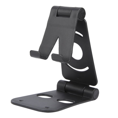 Foldable phone stand, dark gray/black with two-piece base and cradle support
