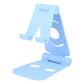 Foldable phone stand, light blue with two-piece base and cradle support