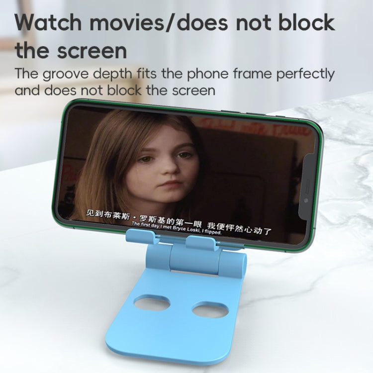 Light blue folding phone holder bracket, stand with clamp for a smartphone