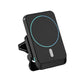 Black magnetic wireless car air vent charger mount, front view with circular indicator