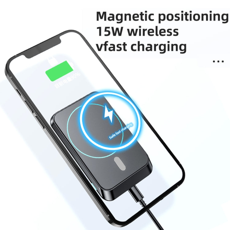 Black magnetic wireless car vent charger holding a phone with blue ring indicator