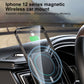 Magnetic wireless car charger attached to air vent with phone displaying charging mount