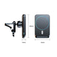 Black magnetic wireless car vent charger mount with size dimensions shown