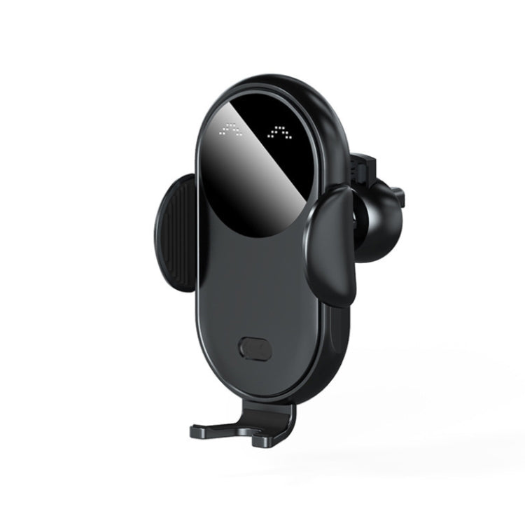 Black car air-vent wireless charger bracket with infrared sensor, stand-alone