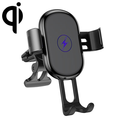 Black gravity wireless charging car phone holder with air-vent clip and cradle