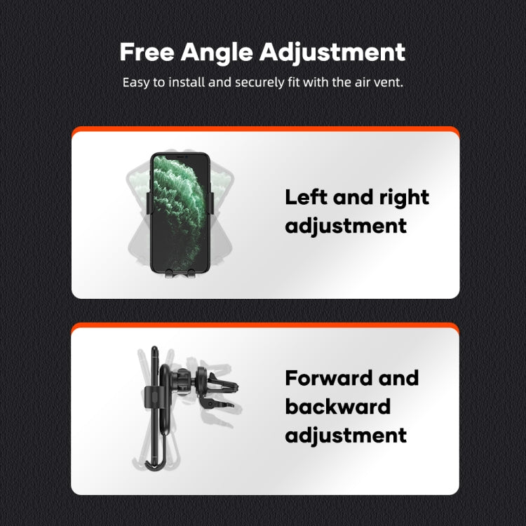 Adjustable car air vent wireless charging phone holder with left-right and tilt arms
